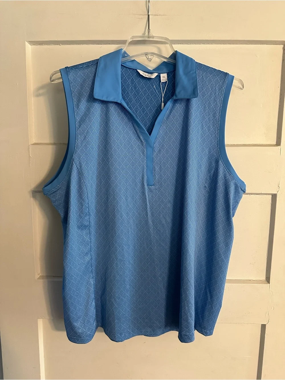 Lady Hagen Sleeveless Polo Top in Light Blue - Picture 1 of 6